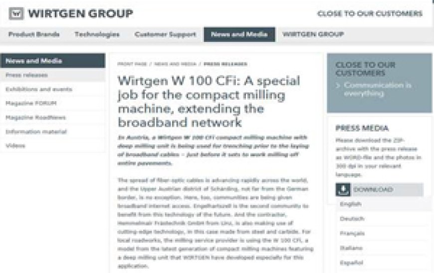 Wirtgen W 100 CFi:A special job forthe compact milling machine, extending the broadband network